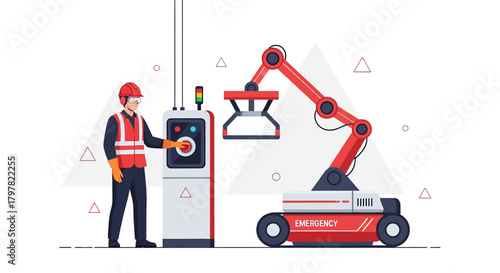 Automated industrial process with operator interface and robotic arm system display