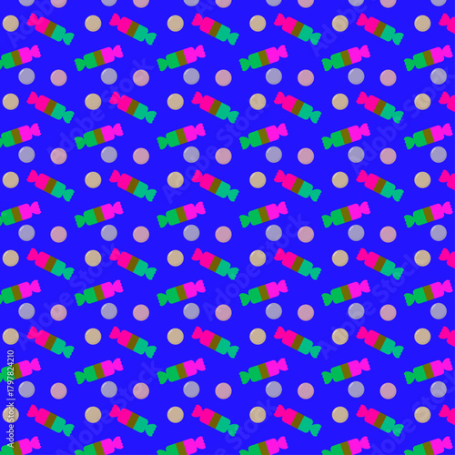 Abstract background - seamless pattern of candies for wrapping, packaging or textile printing. The main color can be changed or removed as desired. Vector illustration