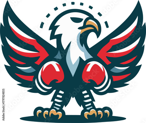 Eagle muay thai fighter mascot logo icon vector white background .