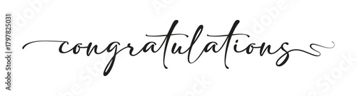 Congratulations hand drawn lettering. Calligraphy text composition isolated on white background. Vector lettering design. Black handwriting text. Vector illustration.