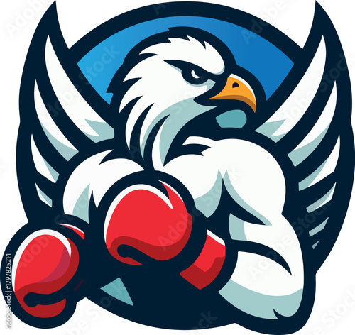 Eagle muay thai fighter lmascot ogo icon vector white background .