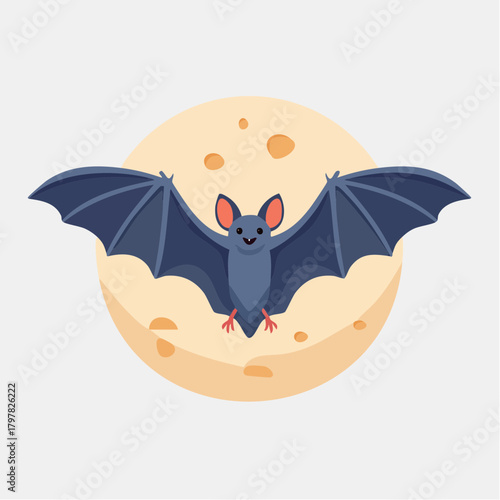 Bat flying on a full moon