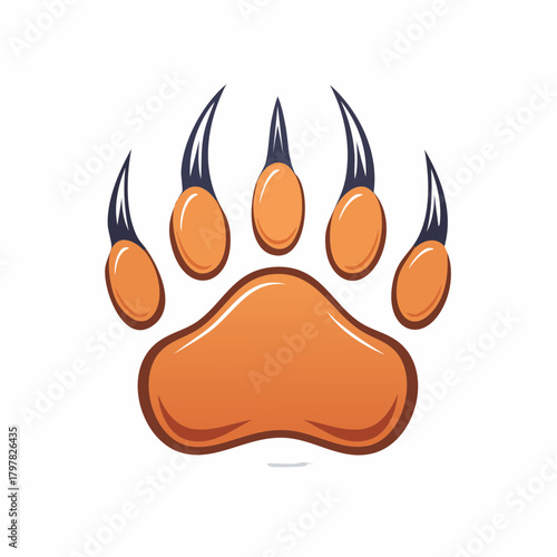 Bear paw print with sharp claws
