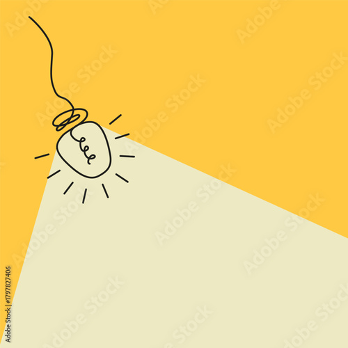 Light bulb Vector illustration. Idea inspiration concept. Bright creative solution. Yellow background design.