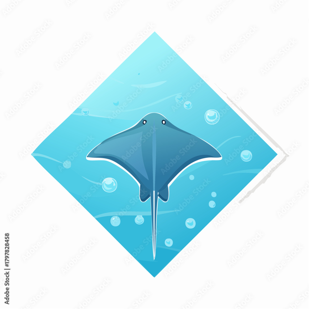 Fototapeta premium Blue manta ray swimming in water