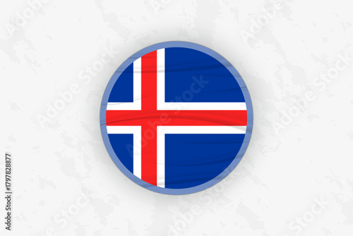 Iceland Flag Circular Sticker Design, National Pride Decal.