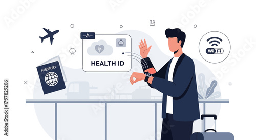 The concept of secure digital health passport verification for travel and global wellness