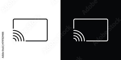 Tableau sur toile Screencast icon. Line with editable stroke.