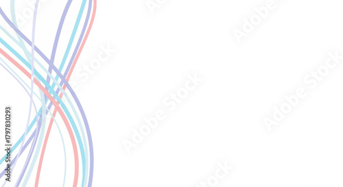 Abstract Pastel Colored Lines Swirl on White Background for Elegant Design and Visuals