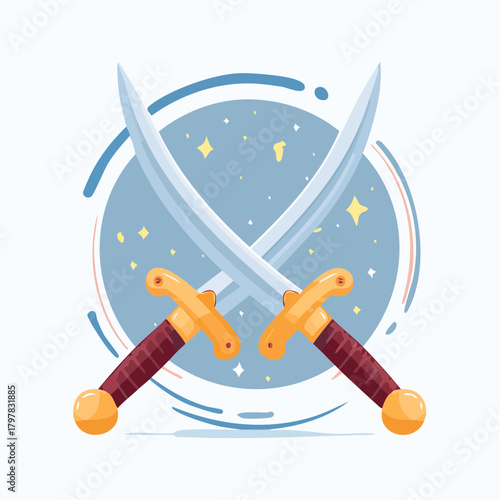 crossed sabers on a starry background