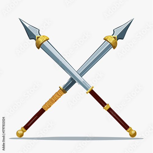 Crossed spears with ornate detail