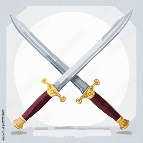 crossed swords with ornate handles