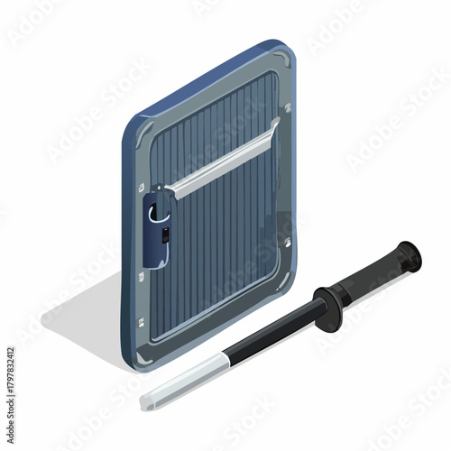 Door handle and grille isometric view