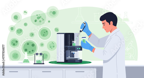 Laboratory innovation automated biological analysis in modern lab setting with scientist