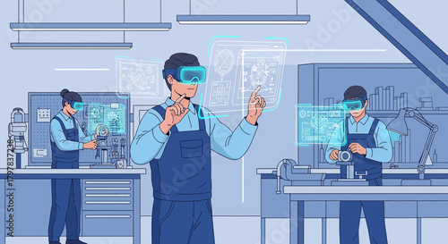 Manufacturing innovation: Craftsmen leveraging virtual reality for precision engineering and