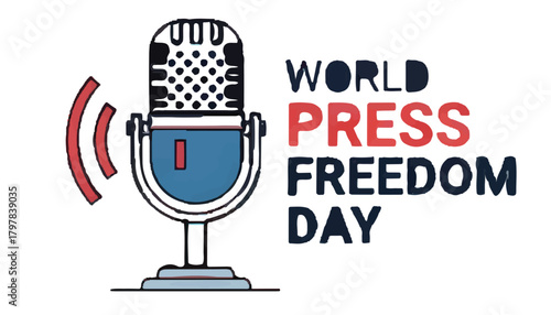 World press freedom day microphone and text illustration