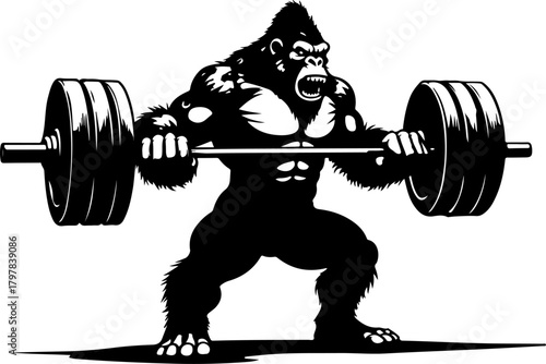 Gorilla Weightlifting SVG | Strong Gorilla Gym Silhouette | Bodybuilding Powerlifting Vector Design