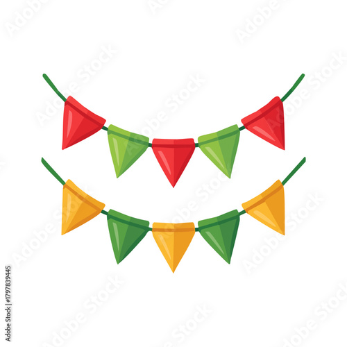 Festive garland with colored flags