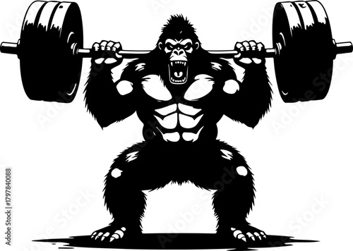 Gorilla Weightlifting SVG | Strong Gorilla Gym Silhouette | Bodybuilding Powerlifting Vector Design