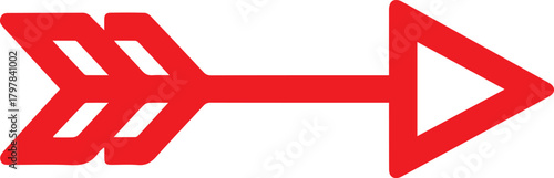 Bold red arrow pointing the way forward, symbolizing direction, focus, and targeting success in marketing campaigns or wayfinding systems, originally a vector design