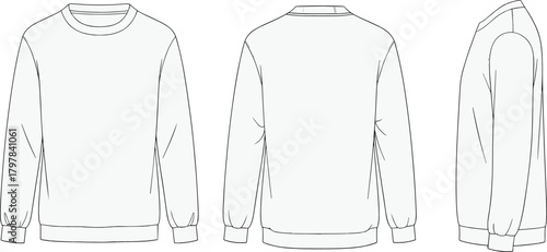 Massive Collection of Sweatshirt Technical Fashion Flat Sketch Vector Illustrations including Raglan, Hooded, and Tactical Styles CAD Drawing Pack.