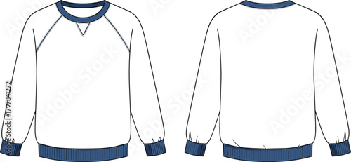 Massive Collection of Sweatshirt Technical Fashion Flat Sketch Vector Illustrations including Raglan, Hooded, and Tactical Styles CAD Drawing Pack.