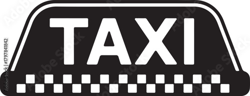 Black white graphic taxi sign with checkered pattern vector