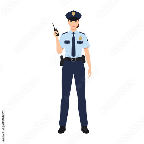 Cartoon female Police Officer Giving Directions