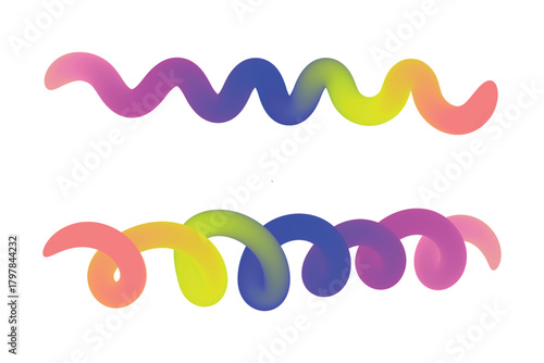 Radiant helical ribbons in vibrant multicolor gradient flowing motion, vector illustration