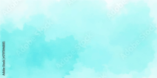 Abstract blue watercolor background evoking a bright summer sky with fluffy white clouds and atmospheric sunlight