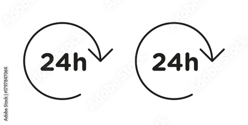 24 Hrs icon with editable stroke and flat vector pack