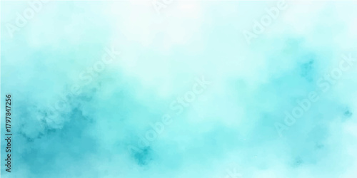 Abstract blue sky background with light clouds and watercolor texture