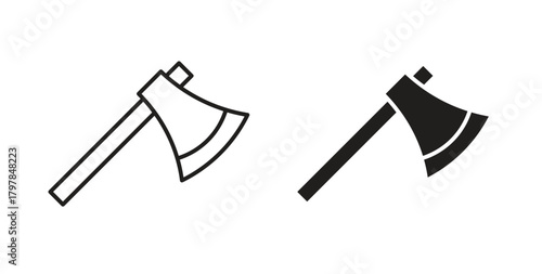 Axe icon with editable stroke and flat vector pack