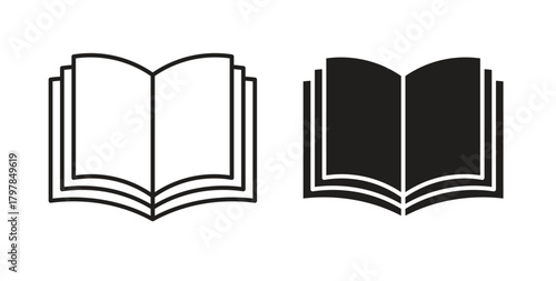 Book icon with editable stroke and flat vector pack