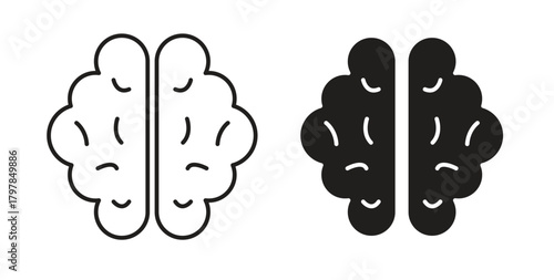 Brain icon with editable stroke and flat vector pack