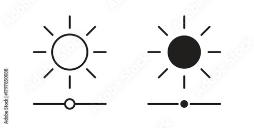 Brightness icon with editable stroke and flat vector pack