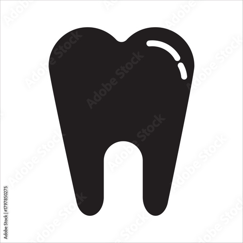 Single human molar tooth icon, representing dental health, dentistry, oral hygiene, and medical care concepts, simple silhouette illustration of a healthy tooth, solid vector icon.