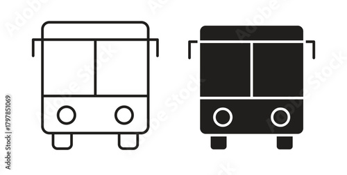 Bus icon with editable stroke and flat vector pack