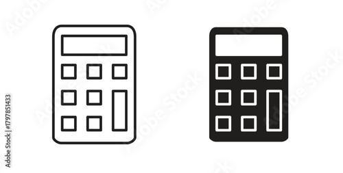 Calculator icon with editable stroke and flat vector pack