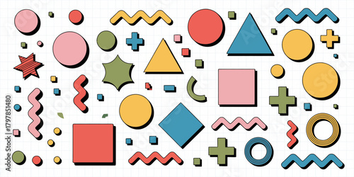 Vibrant and playful geometric shapes seamless pattern great for retro style designs backdrops and modern creative projects with abstract theme