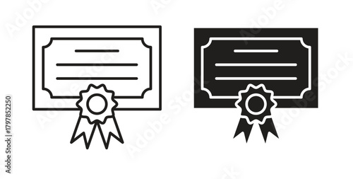 Certificate icon with editable stroke and flat vector pack