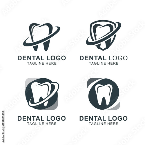 Modern Dental Logo Set – Tooth Care, Dentistry Clinic, Oral Health Vector Icons