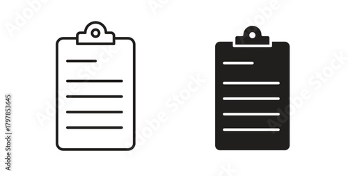 Clipboard icon with editable stroke and flat vector pack