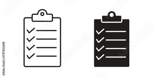 Clipboard icon with editable stroke and flat vector pack