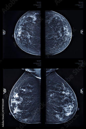 X-ray mlo mammography for breast cancer, checking breasts. X-ray image of the breast in women, breast scan.