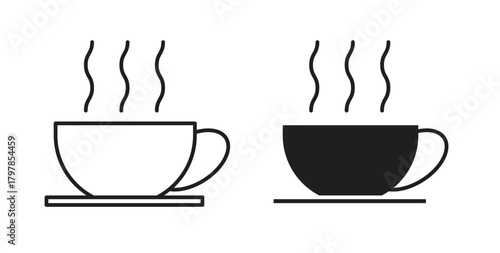 Coffee icon with editable stroke and flat vector pack