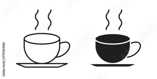 Coffee icon with editable stroke and flat vector pack