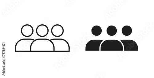 Community icon with editable stroke and flat vector pack