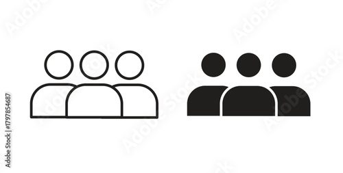 Community icon with editable stroke and flat vector pack