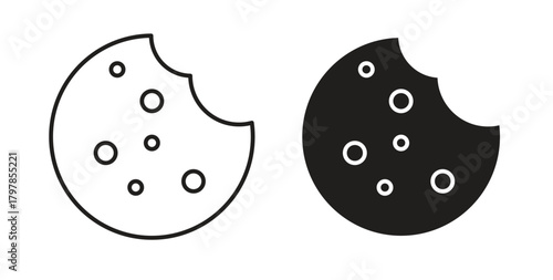 Cookie icon with editable stroke and flat vector pack